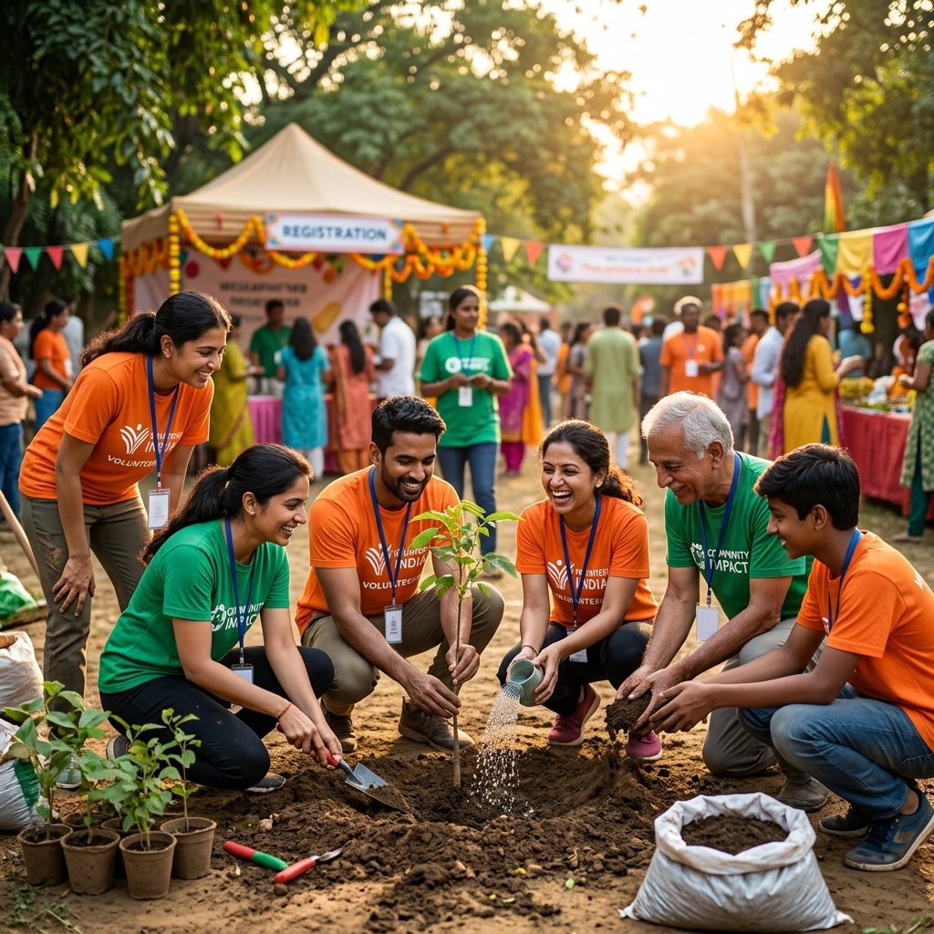 Volunteers working together